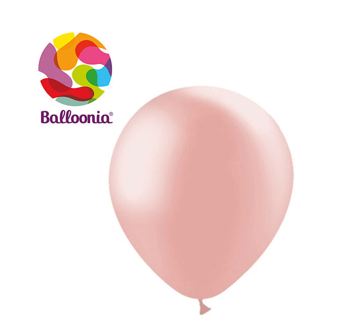 Balloonia 12" Latex Metallic Rose Gold 50ct