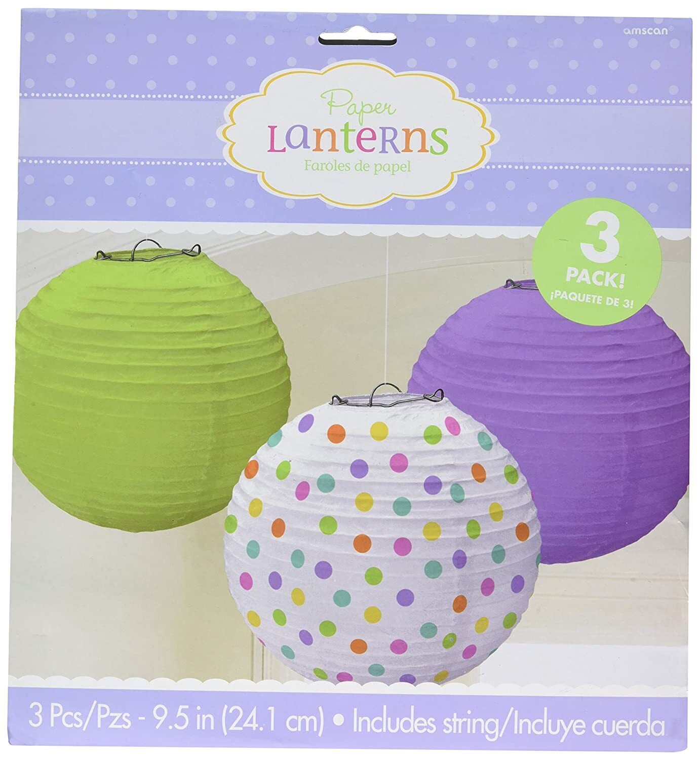 Round Baby Brights Chevron Stripes Modern Paper Lanterns 3pc